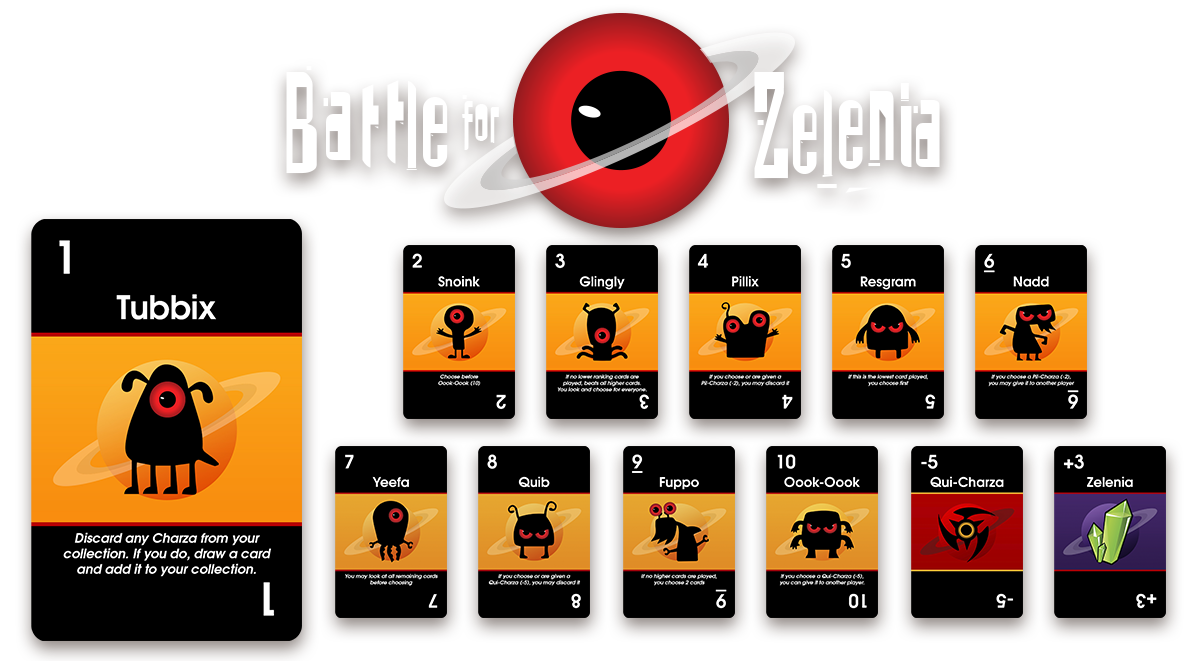 Battle for Zelenia - professional board and card game graphic design